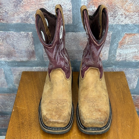 Rocky Kids Tan and Burgundy Boots - Picture 1 of 9